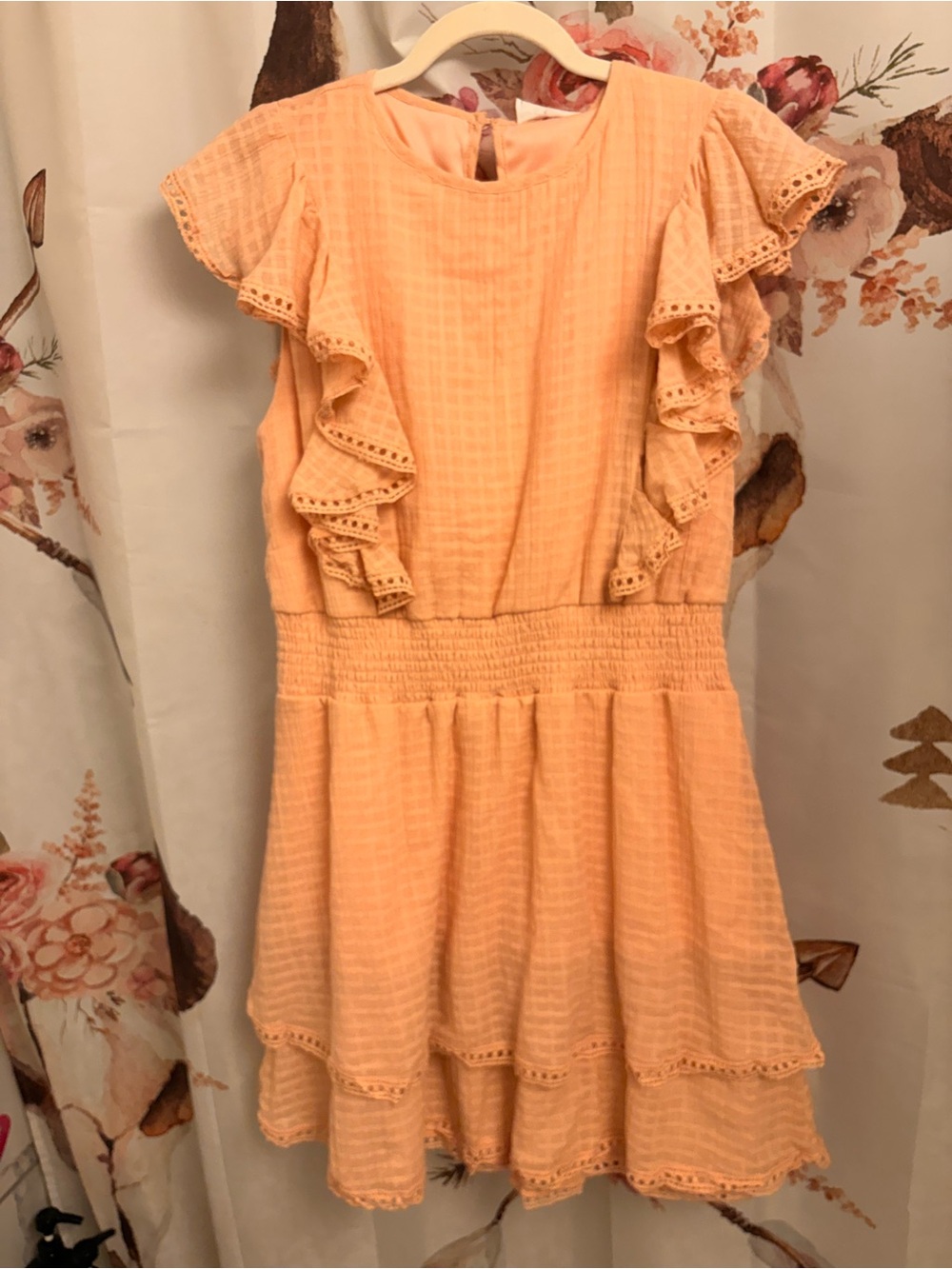 New Large Peach Ruffle Tiered Dress
